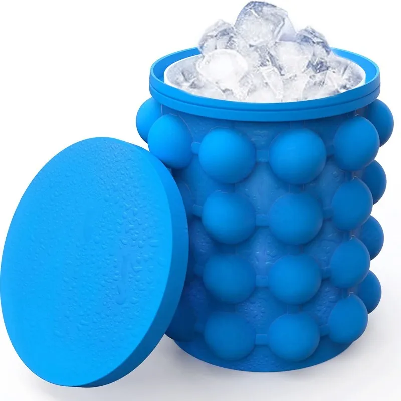 

Summer Silicone Mold Ice Trays Cube Magic Maker Revolutionary Space Saving Ice Genie Tray Bucket Ice Cube Maker Round Portable