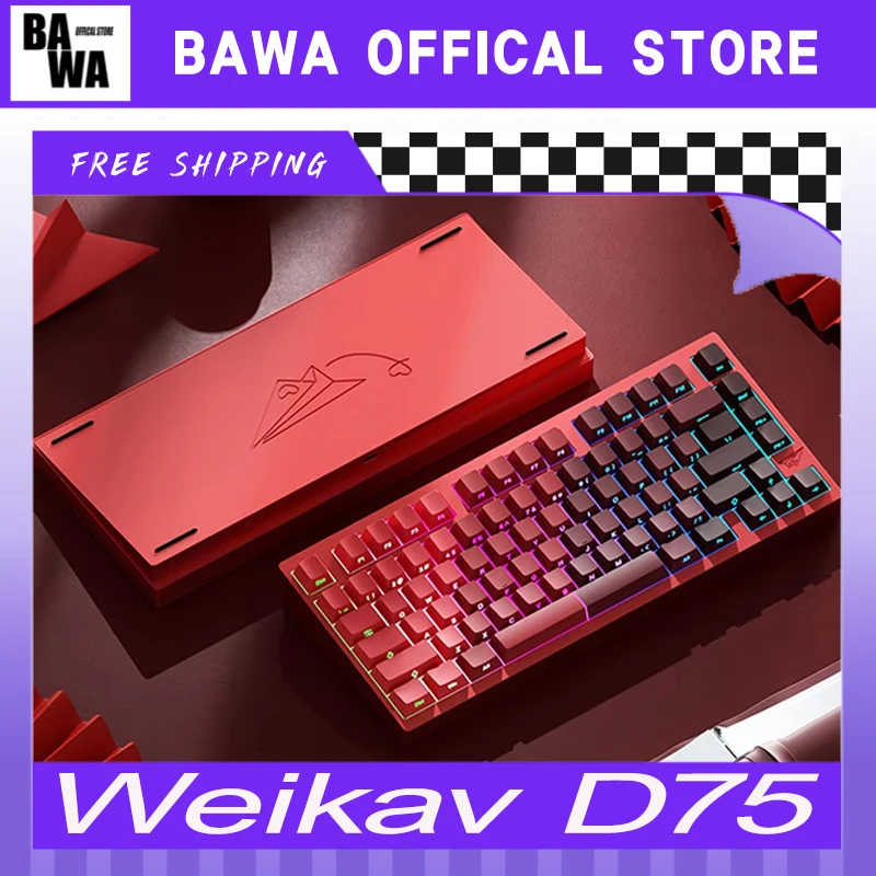 Комплект клавиатуры Weikav D75 беспроводная трехрежимная RGB-подсветка механическая