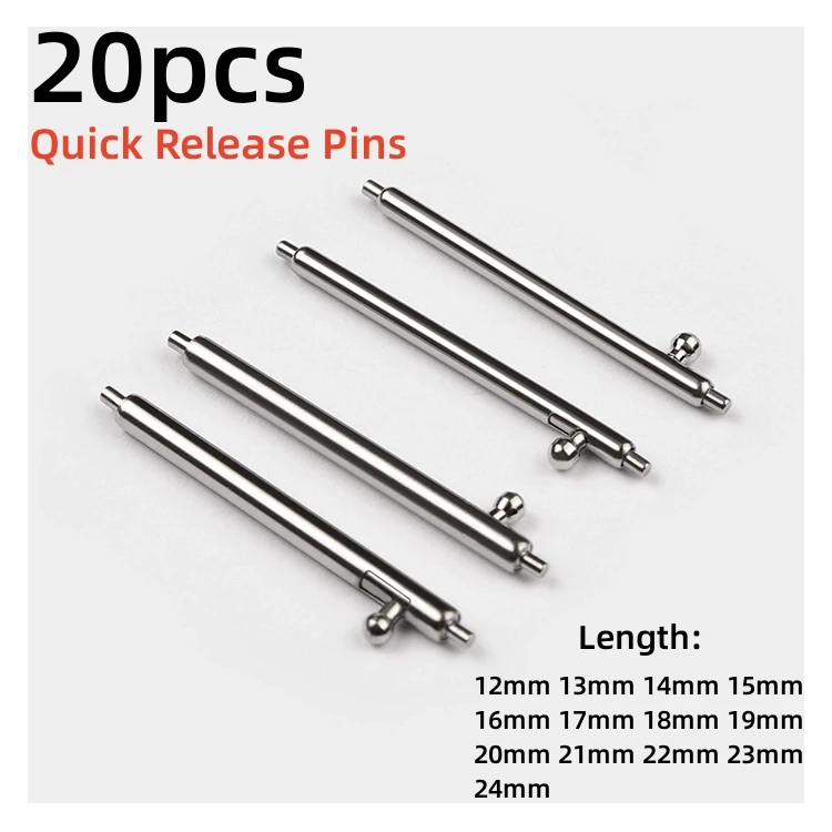 

20pcs Watch Pin Tools 1.5 1.8mm Diameter Quick Release Watch Strap Spring Bars Pins 12/13/14/15/16/17/18/19/20/22/23/24mm Length