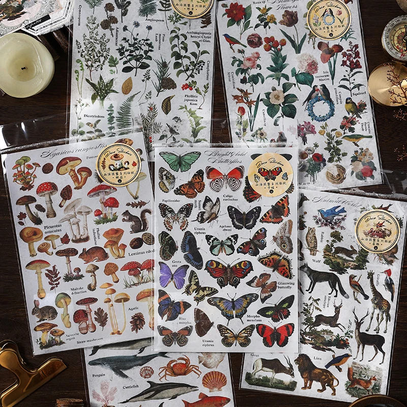 

Милая декоративная Корейская наклейка в виде грибов, растений, бабочек, Канцтовары для скрапбукинга, альбома, дневника, планировщика, подел...
