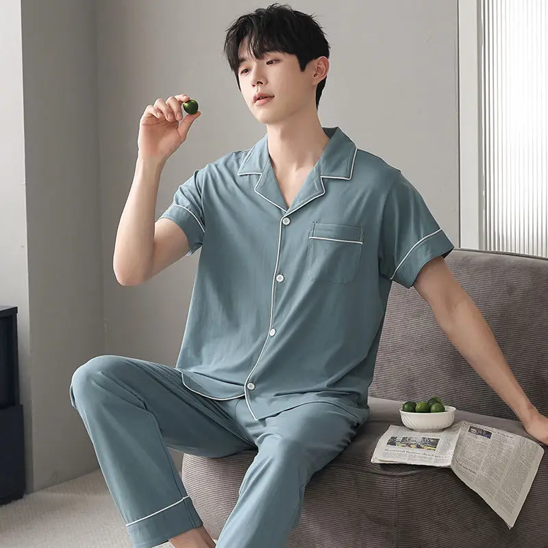 WHYY Summer Knitted Pj Short Sleeved Men's Pajamas Sets Male Pajama Set Letter Pajama For Men Sleepwear Suit Homewear Size 5XL
WHYY Summer Knitted Pj Short Sleeved Men's Pajamas Sets Male Pajama Set Letter Pajama For Men Sleepwear Suit Homewear Size 5XL