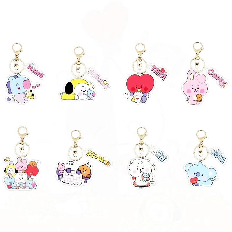 

Bt21 Pendents Acrylic Kawaii Key Chain Cute Anime Rj Tata Chimmy Cooky Bts Kpop Stars Bag Ornaments Fans Girls Gift