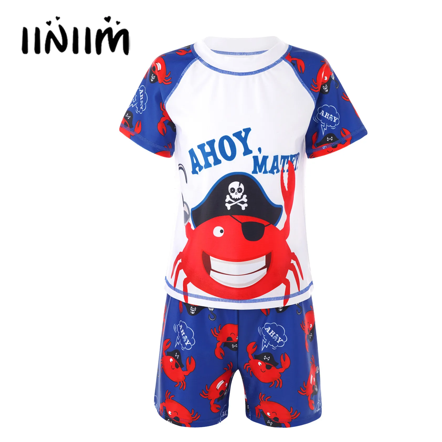 Kids Boys Cartoon Crab Shark Dinosaur Print Swimsuit Mock Neck Short Sleeve Top and Shorts Beach Swimwear Rashguard Bathing Suit
Kids Boys Cartoon Crab Shark Dinosaur Print Swimsuit Mock Neck Short Sleeve Top and Shorts Beach Swimwear Rashguard Bathing Suit