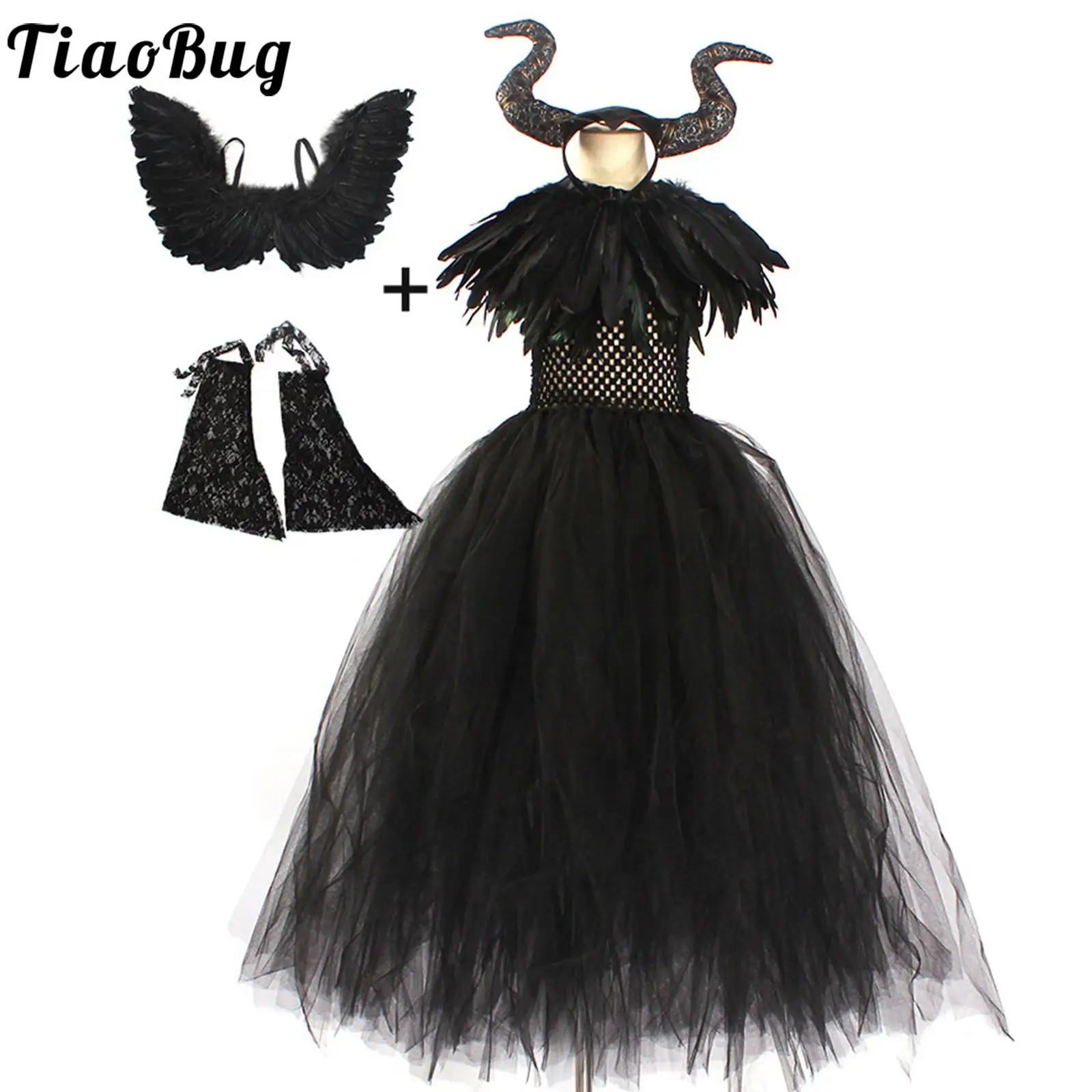 Girls Halloween Evil Witch Black Gown Tutu Dress with Feather Shawl Victorian Kids Dark Queen Villain Cosplay Fancy Costume
Girls Halloween Evil Witch Black Gown Tutu Dress with Feather Shawl Victorian Kids Dark Queen Villain Cosplay Fancy Costume