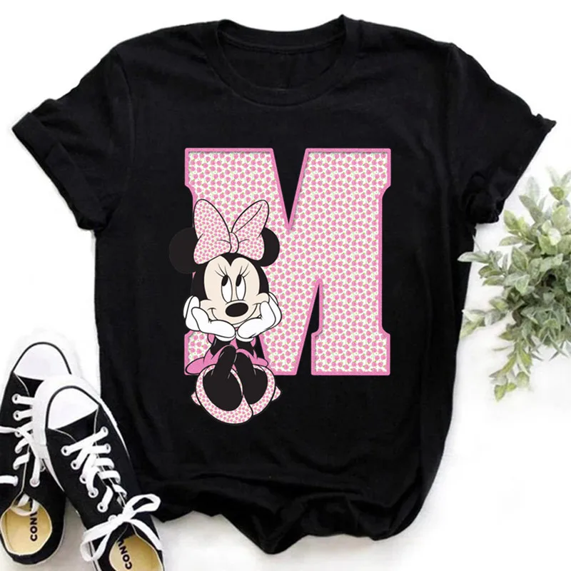 Black T-shirts pink Minnie Mouse Font A B C D E F G Short Sleeve Tshirt Women's Custom Name Letter Combination Printing T-Shirt
Black T-shirts pink Minnie Mouse Font A B C D E F G Short Sleeve Tshirt Women's Custom Name Letter Combination Printing T-Shirt