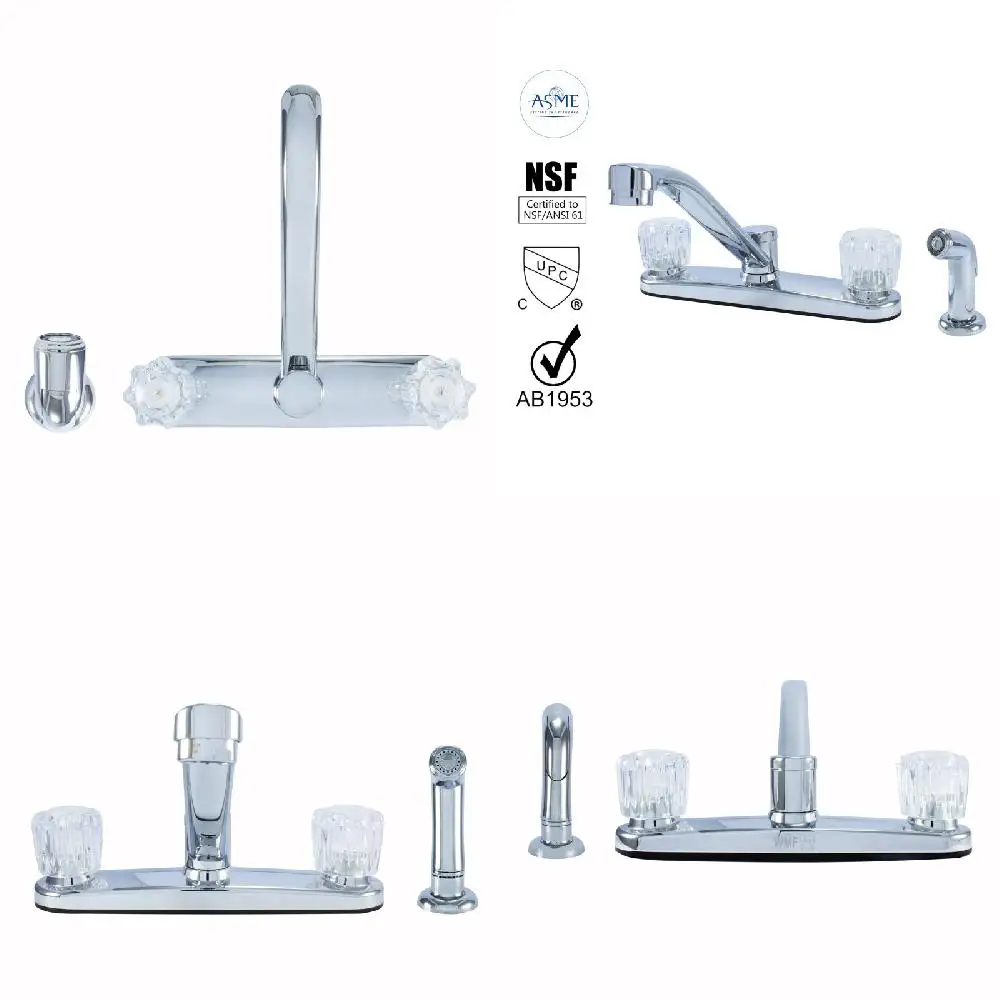 Fashionable Acrylic Hybrid Metal Kitchen Sink Faucet with Double-Handle and Side Spray Cartridge
Fashionable Acrylic Hybrid Metal Kitchen Sink Faucet with Double-Handle and Side Spray Cartridge