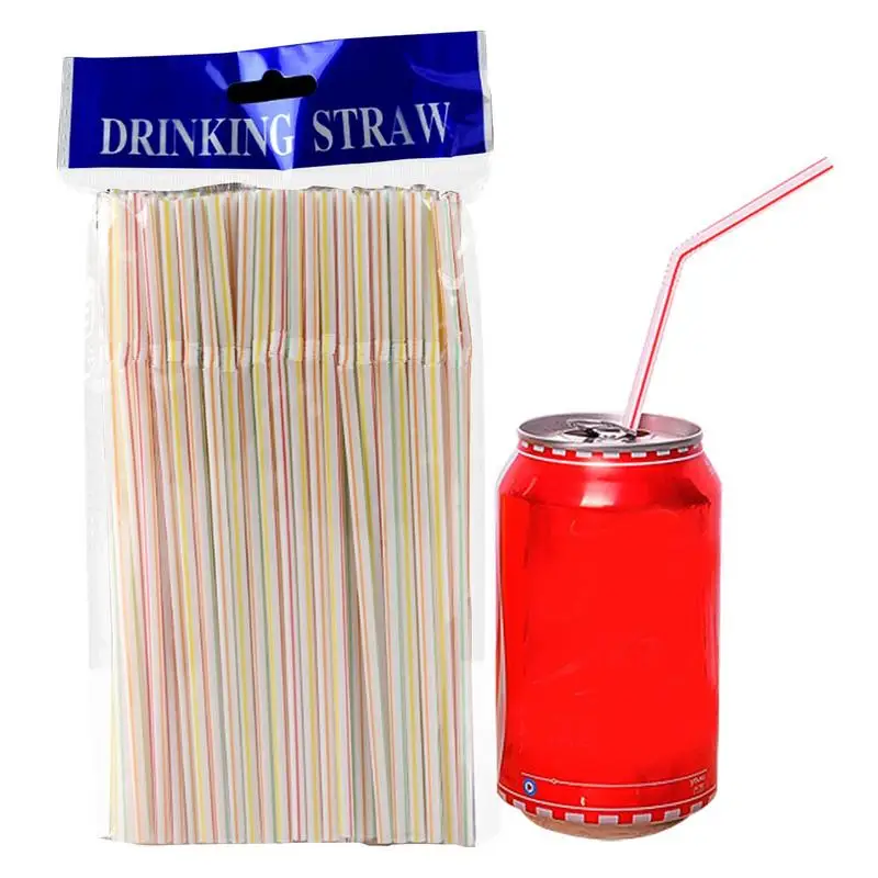 

Plastics Straws 100pcs Bendable Colorful Stripes Straws Disposables Lengthened Flex Straws Plastics Drinking Straws Disposables