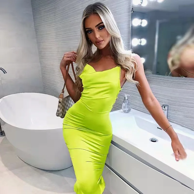 Amy neon satin lace up 2022 summer women bodycon long midi dress sleeveless backless elegant party outfits sexy club clothes
Amy neon satin lace up 2022 summer women bodycon long midi dress sleeveless backless elegant party outfits sexy club clothes