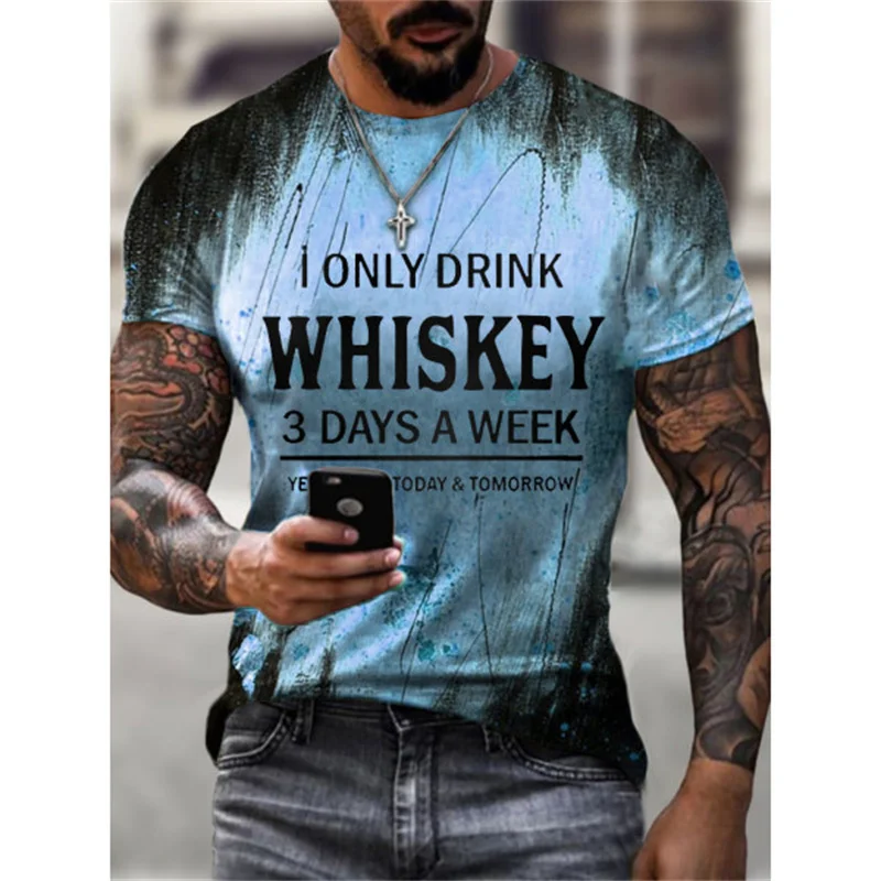 Fashion Summer Street Men's Shirt Summer 3D Whiskey Letters Print Funny T Shirt Neck Short Sleeve Top 6xl Oversized
Fashion Summer Street Men's Shirt Summer 3D Whiskey Letters Print Funny T Shirt Neck Short Sleeve Top 6xl Oversized