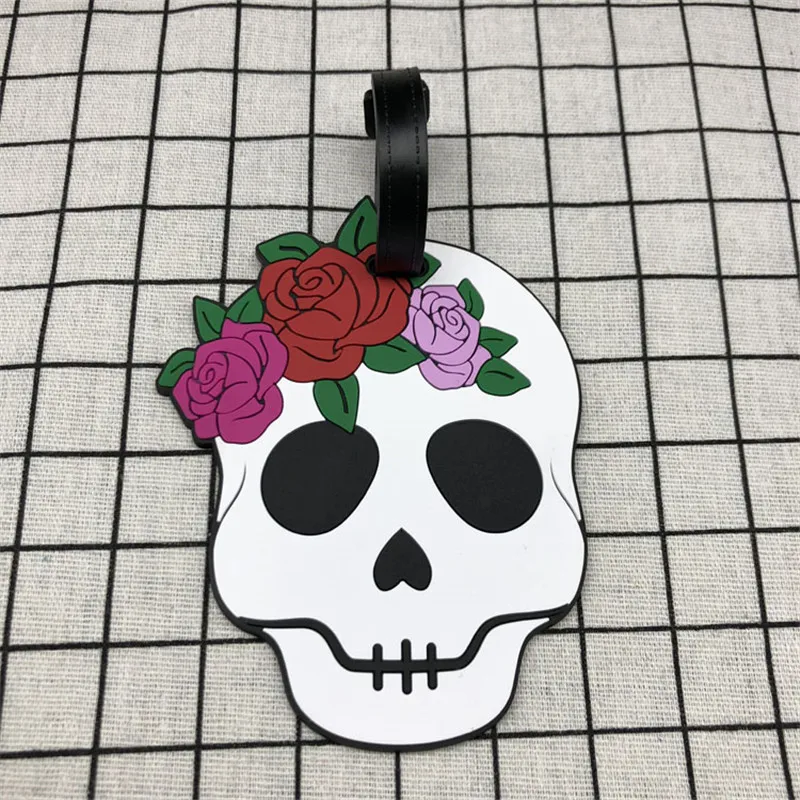 Travel Accessories Fashion Flower Skull Luggage Tag Portable Suitcase ID Address Holder Silica Gel Baggage Boarding Label | Багаж и сумки