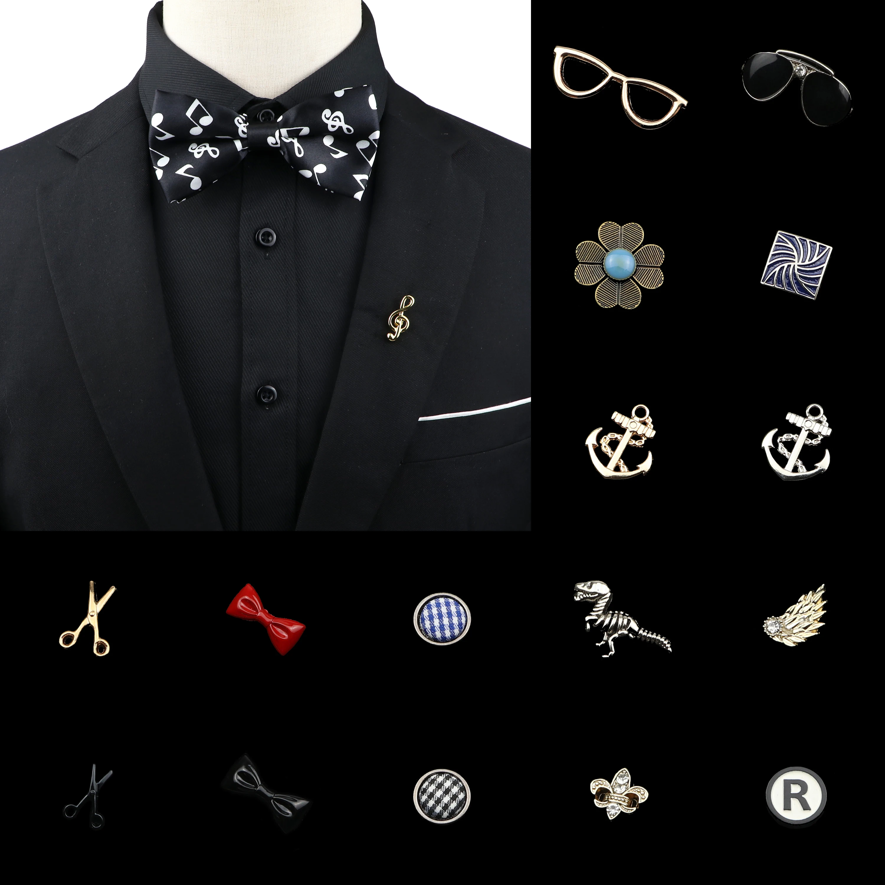 Cool Fashion Men Women Brooches Dinosaur Bow Glasses Anchor Shape Suit Shirt Collar Pin Retro Wedding Party Daily Wear Accessory
Cool Fashion Men Women Brooches Dinosaur Bow Glasses Anchor Shape Suit Shirt Collar Pin Retro Wedding Party Daily Wear Accessory