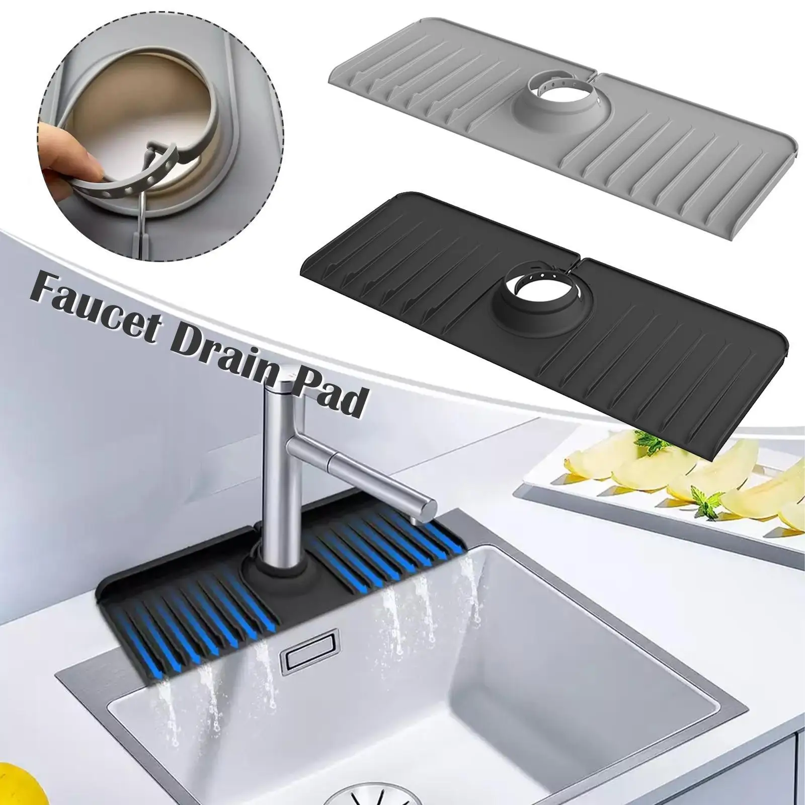 Kitchen Silicone Faucet Mat Sink Splash Pad Drain Pad Bathroom Countertop Protector Shampoo Soap Dispenser Quick Dry Tray
Kitchen Silicone Faucet Mat Sink Splash Pad Drain Pad Bathroom Countertop Protector Shampoo Soap Dispenser Quick Dry Tray