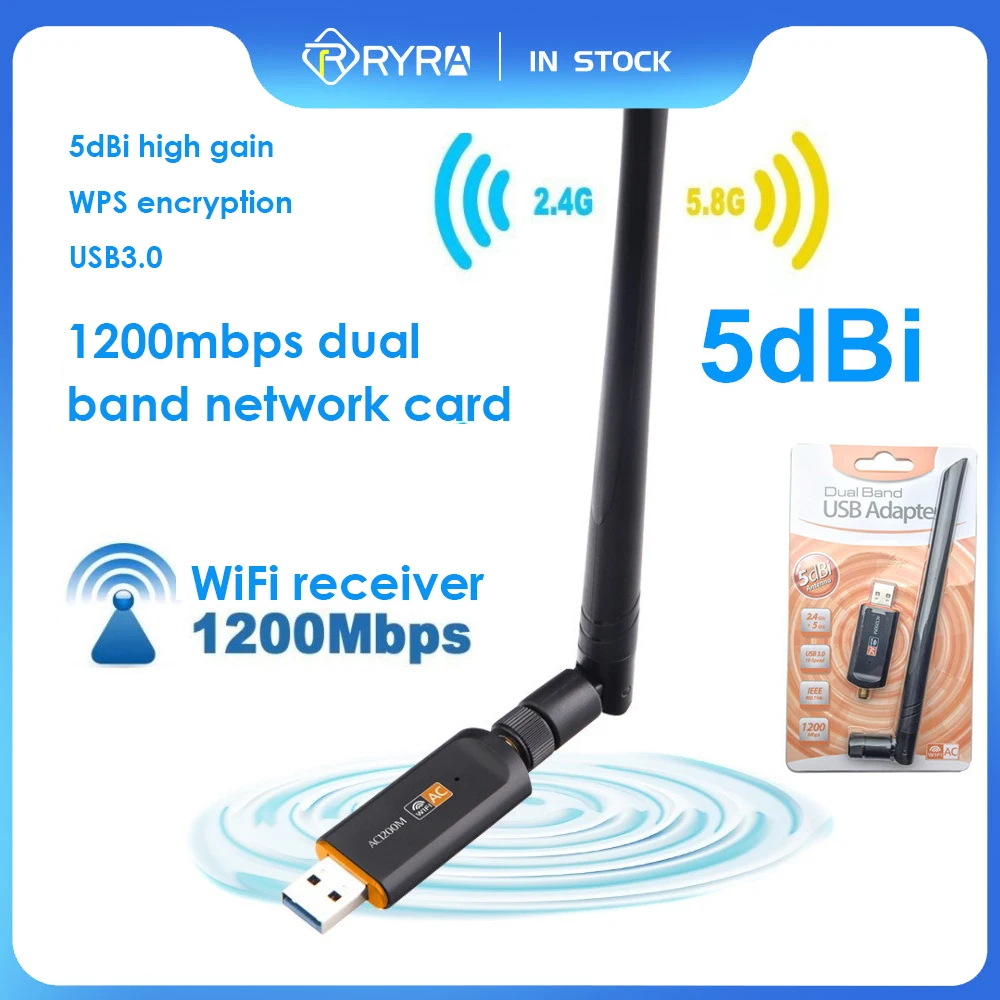 1200 Мбит/с Wi-Fi USB 3,0 адаптер 2,4G/5 ГГц сетевая карта RTL8812BU Беспроводной Wi-Fi Lan адаптер с антенной для ноутбука и настольного компьютера
1200 Мбит/с Wi-Fi USB 3,0 адаптер 2,4G/5 ГГц сетевая карта RTL8812BU Беспроводной Wi-Fi Lan адаптер с антенной для ноутбука и настольного компьютера