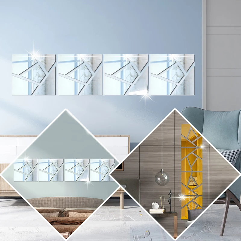 4pcs/lot Irregular square mirror wall stickers modern ceramic tile mirror wall art 3D stickers self-adhesive room decoration
4pcs/lot Irregular square mirror wall stickers modern ceramic tile mirror wall art 3D stickers self-adhesive room decoration
