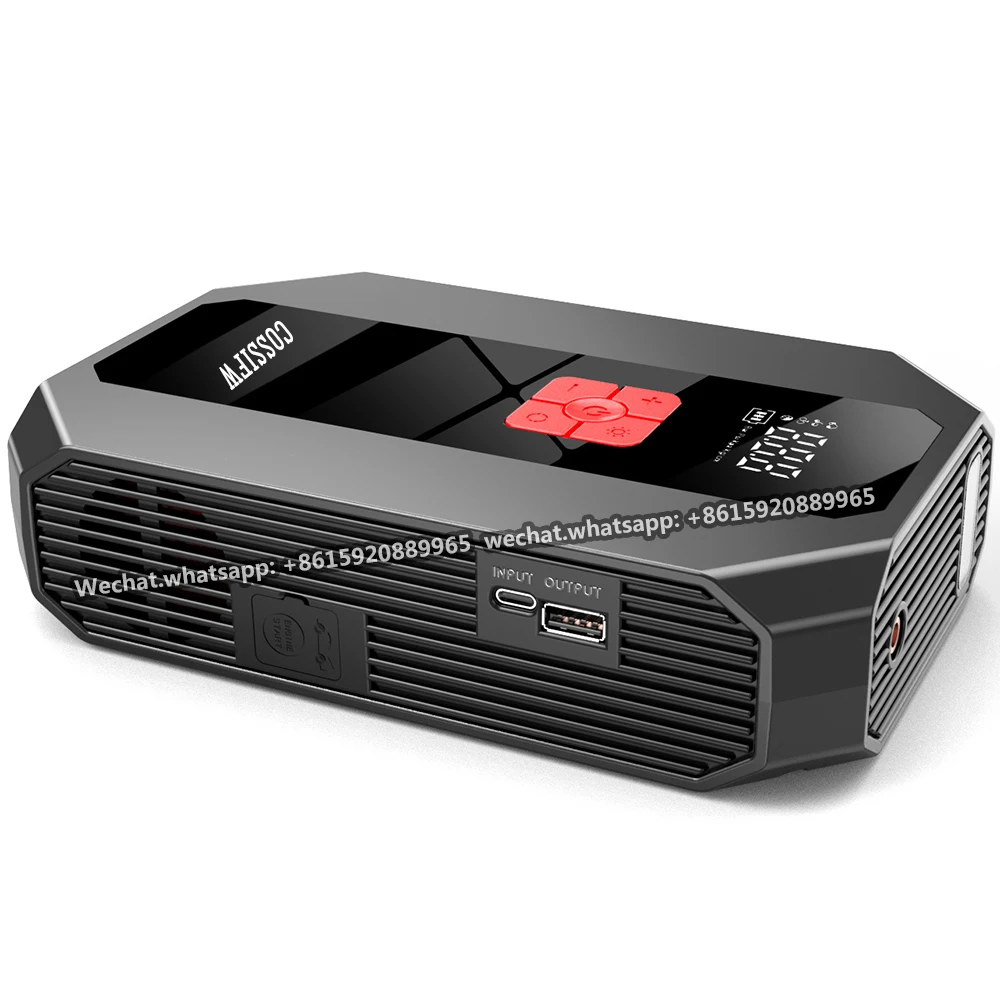 Emergency vehicle tool power bank battery booster 3000A car jump starter pack with air pump tire inflator
Emergency vehicle tool power bank battery booster 3000A car jump starter pack with air pump tire inflator