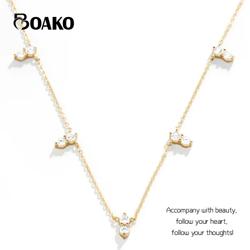 BOAKO Exquisite s925 Sterling Silver White Zircon Pendant Necklace for Women Stacked Clavicle Chains Jewelry Gifts Accessories
BOAKO Exquisite s925 Sterling Silver White Zircon Pendant Necklace for Women Stacked Clavicle Chains Jewelry Gifts Accessories