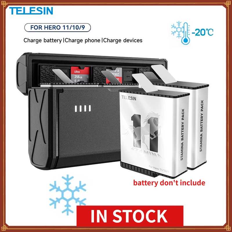 TELESIN 1720 mAh Battery 3 Ways Fast Charger Box For GoPro Hero 11/10/9/8 TF Card Storage For GoPro Hero Accessories
TELESIN 1720 mAh Battery 3 Ways Fast Charger Box For GoPro Hero 11/10/9/8 TF Card Storage For GoPro Hero Accessories