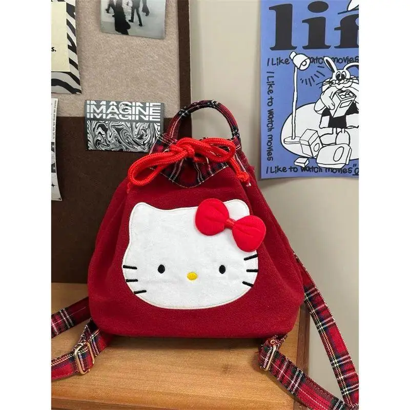 Cartoon Hello Kittys Kawaii Red Plaid Plush Shoulder Bags College Style Anime Embroidery Cute Backpacks for Girl Christmas Gift
Cartoon Hello Kittys Kawaii Red Plaid Plush Shoulder Bags College Style Anime Embroidery Cute Backpacks for Girl Christmas Gift