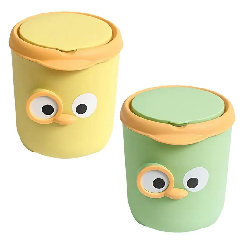 

Waste Bin Cute Dustbin Separate Lid Trash Can Mini Kitchen Wastebasket Bedroom Garbage Can Bird Eyes Desktop Recycle Bin