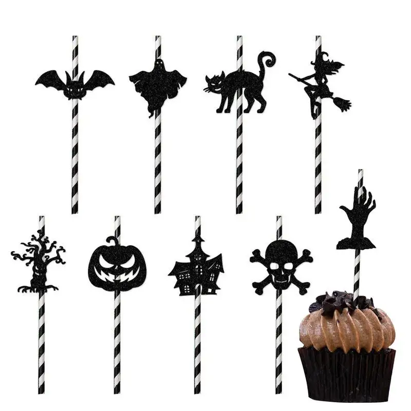 

Decorative Halloween Straws 9pcs Spooky Halloween Straws Drinking Straws Halloween Straw Cupcake Topper For Halloween Party