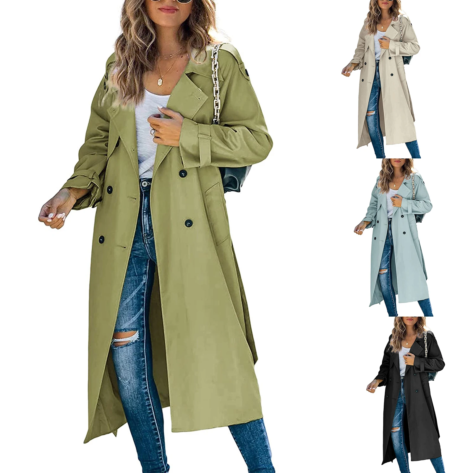 Women's Double Fashion Creative Breasted Long Trench Coat, Classic Lapel Long Sleeve Windproof Overcoat with Belt
Women's Double Fashion Creative Breasted Long Trench Coat, Classic Lapel Long Sleeve Windproof Overcoat with Belt