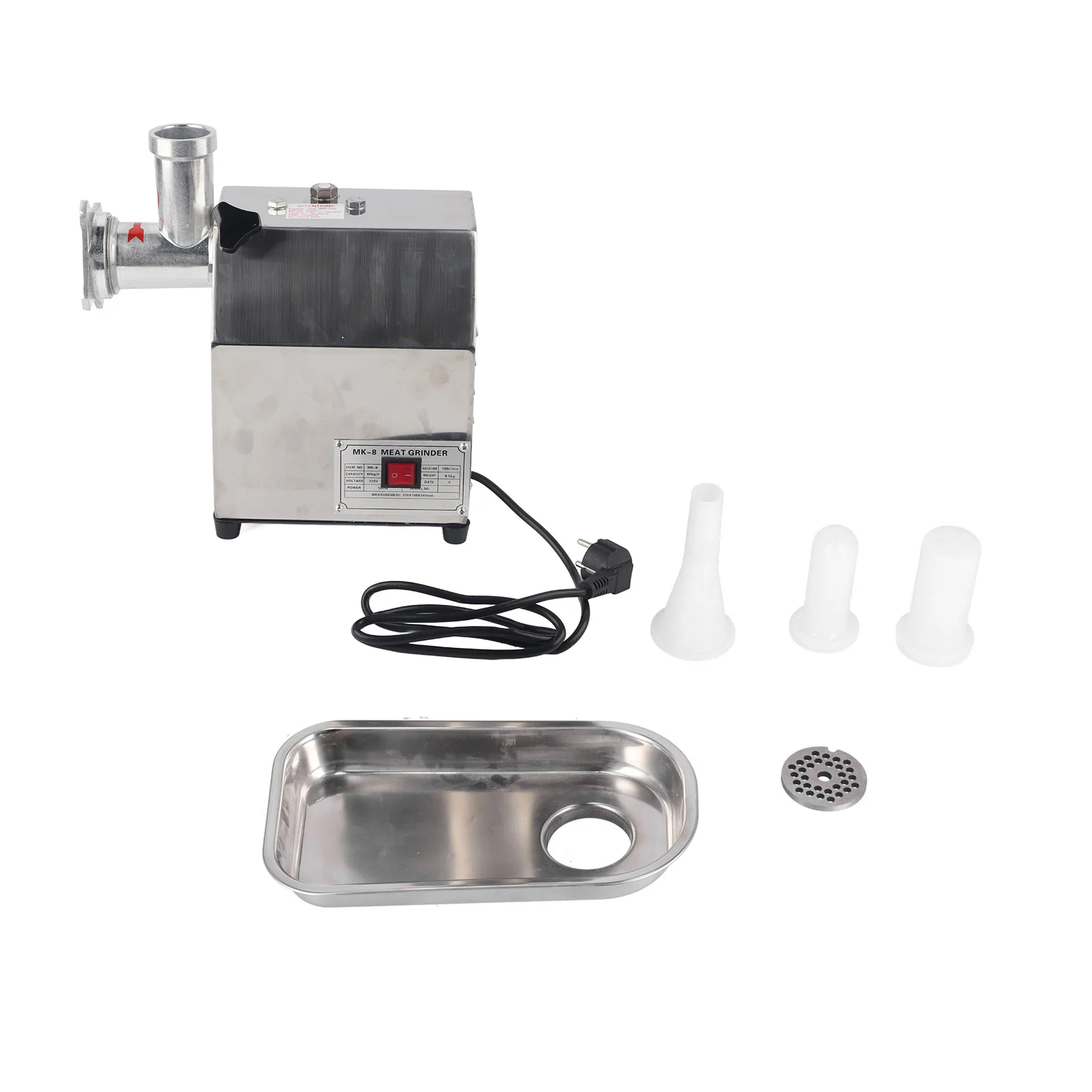 MK‑8 Meat Grinder Silver Electric Meat Mincer Stainless Steel Food Sausage Grinder for Commercial Home EU Plug 220V 
MK‑8 Meat Grinder Silver Electric Meat Mincer Stainless Steel Food Sausage Grinder for Commercial Home EU Plug 220V