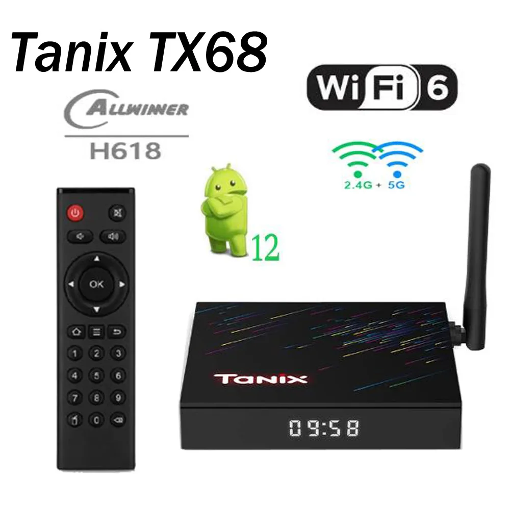 TANIX TX68 AllWinner H618 Android 12.0 network set-top box 4G+64G BT 5.0 tv box 2.4&5G WiFi tv receivers 4k HD AV1
TANIX TX68 AllWinner H618 Android 12.0 network set-top box 4G+64G BT 5.0 tv box 2.4&5G WiFi tv receivers 4k HD AV1