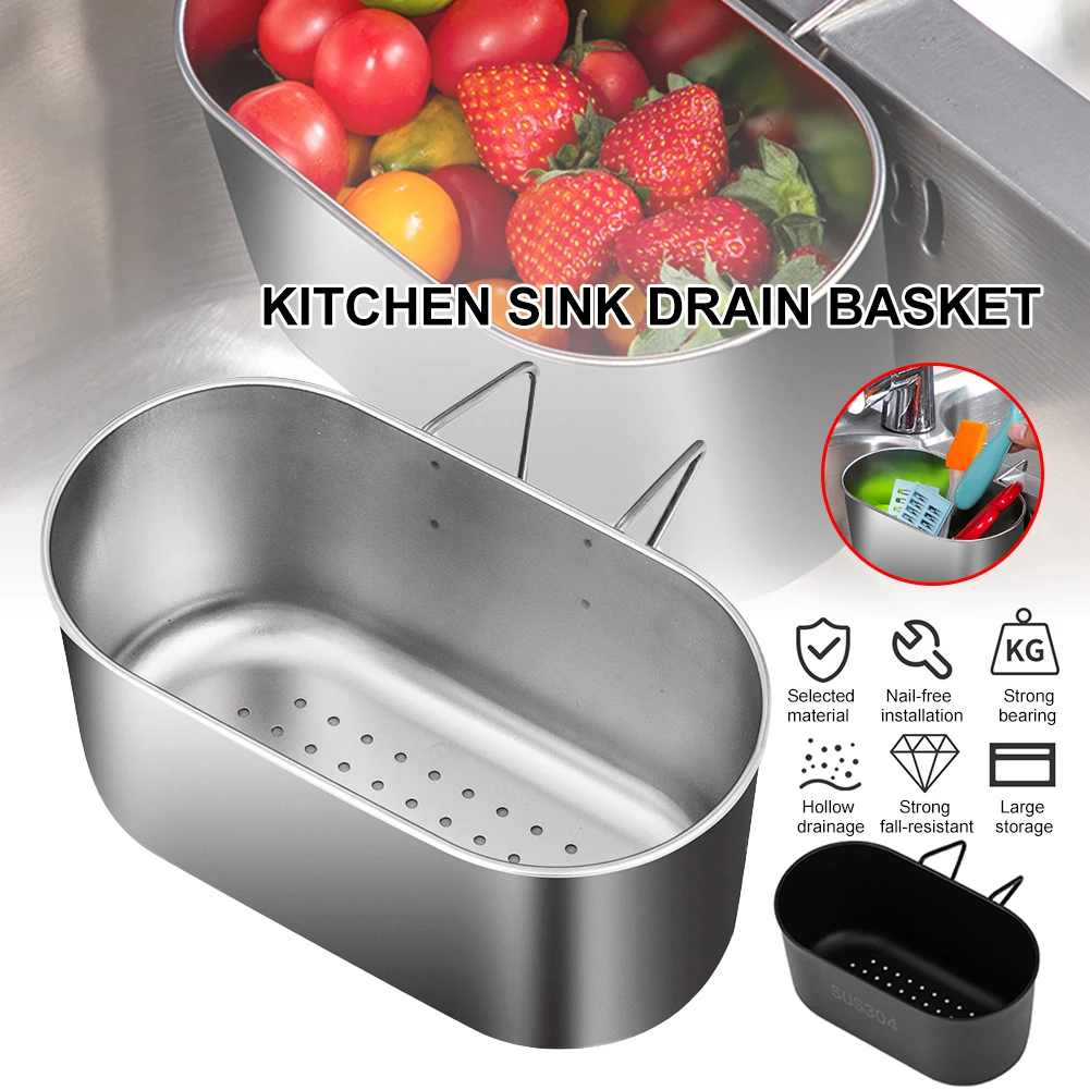 Stainless Steel Sink Drain Basket Kitchen Sink Holder Soap Sponge Shelf Hanging Drain Basket Bag Kitchen Storage Accessories
Stainless Steel Sink Drain Basket Kitchen Sink Holder Soap Sponge Shelf Hanging Drain Basket Bag Kitchen Storage Accessories