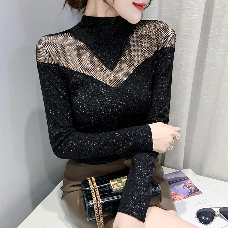 New 2022 Autumn Winter Long Sleeve Women's Tops Fashion Casual Turtleneck Mesh T-Shirt Sexy Hollow Out Female Blusas
New 2022 Autumn Winter Long Sleeve Women's Tops Fashion Casual Turtleneck Mesh T-Shirt Sexy Hollow Out Female Blusas