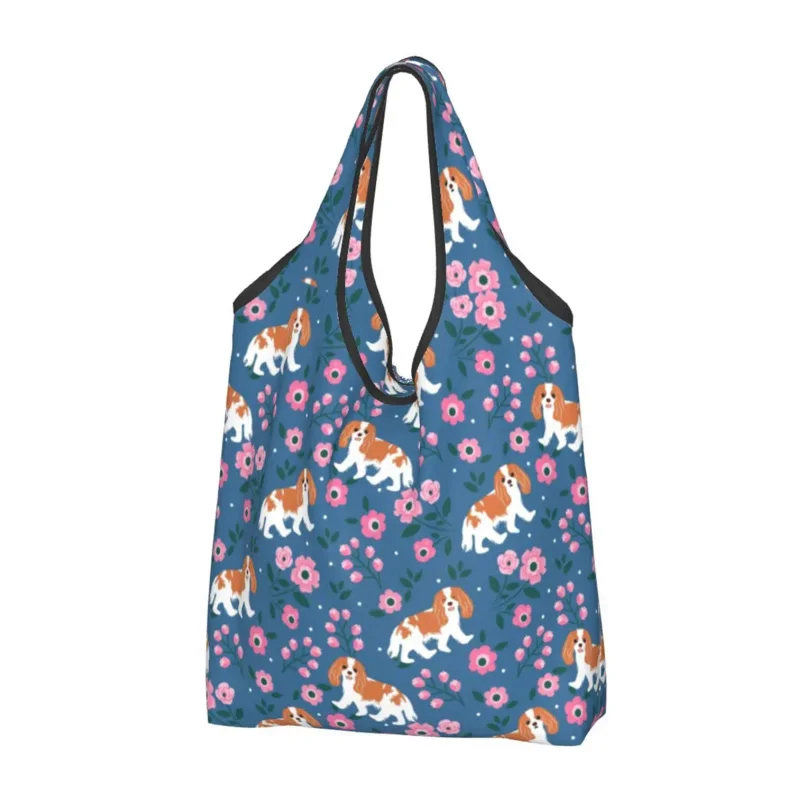 Cavalier King Charles Spaniel Playing In Garden Grocery Shopping Bags Shopper Shoulder Tote Bag Portable Pet Dog Handbag 
Cavalier King Charles Spaniel Playing In Garden Grocery Shopping Bags Shopper Shoulder Tote Bag Portable Pet Dog Handbag