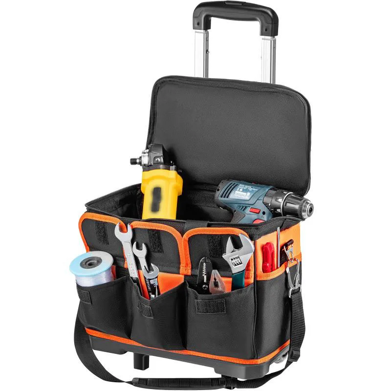 110lb Load Capacity Rolling Tool Bag w/ Wheels, Roller Tool Box w/ Two 2.56in Wheels, Rolling Tote w/ Telescoping Handle
110lb Load Capacity Rolling Tool Bag w/ Wheels, Roller Tool Box w/ Two 2.56in Wheels, Rolling Tote w/ Telescoping Handle