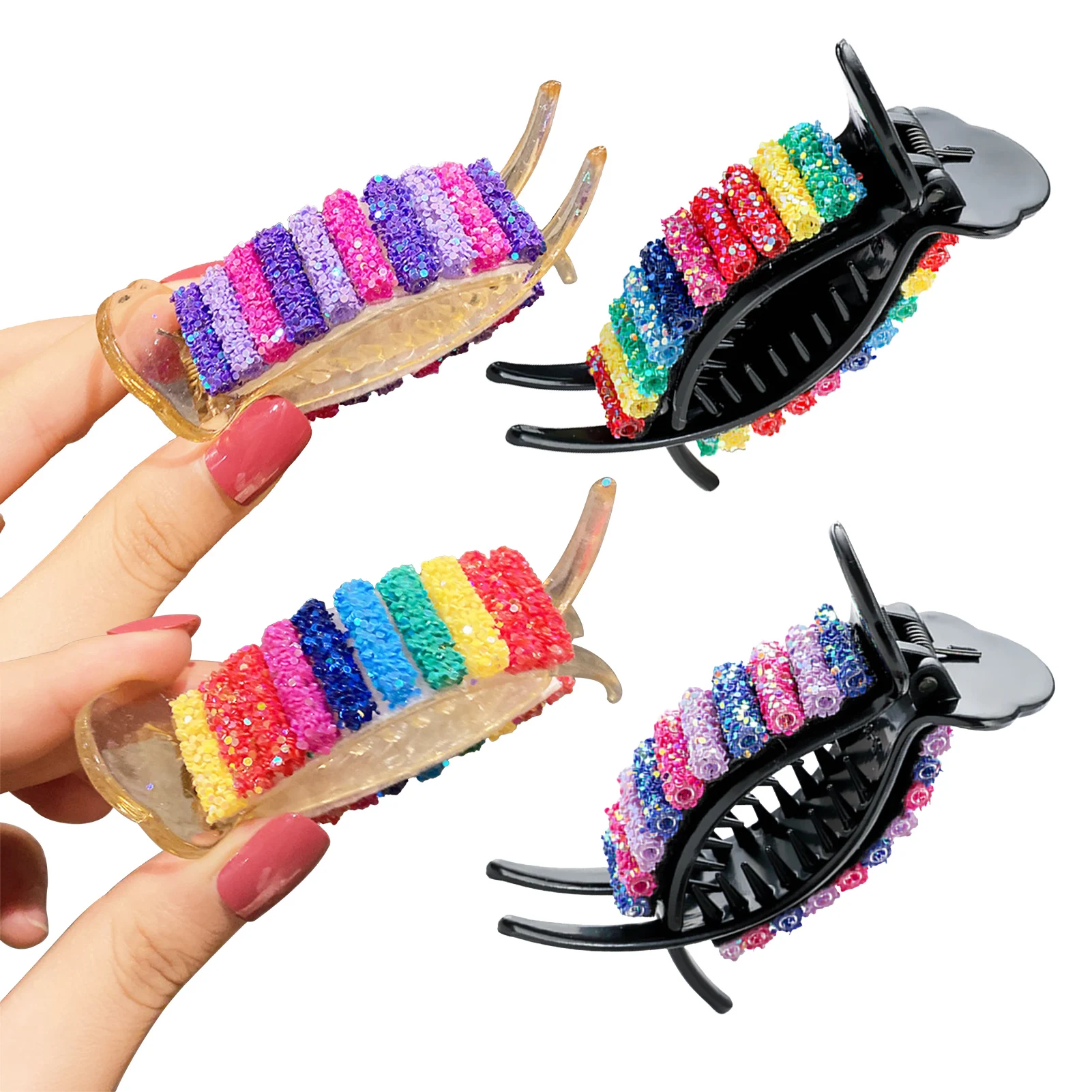 4pcs Women Girls Cute Gift Thin Thick Rainbow Color Hair Clip Fashion Styling Rhinestones Strong Grip For Makeup Cooking
4pcs Women Girls Cute Gift Thin Thick Rainbow Color Hair Clip Fashion Styling Rhinestones Strong Grip For Makeup Cooking