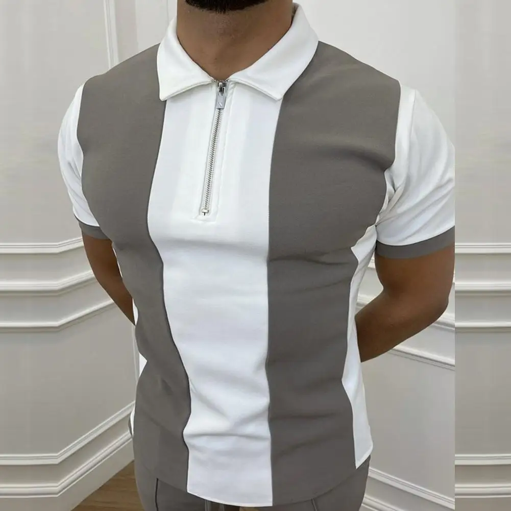 Men Polo Shirt Patchwork Turn-down Collar Slim Fit Short Sleeve Summer Shirt for Work
Men Polo Shirt Patchwork Turn-down Collar Slim Fit Short Sleeve Summer Shirt for Work