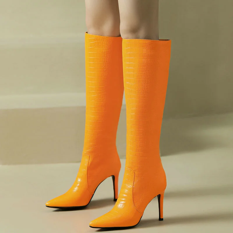 2022 Women Knee High Boots Faux Leather Pointed Toe Thin High Heel Ladies Calf Boots Short Plush Winter Women's Boots Big Size
2022 Women Knee High Boots Faux Leather Pointed Toe Thin High Heel Ladies Calf Boots Short Plush Winter Women's Boots Big Size