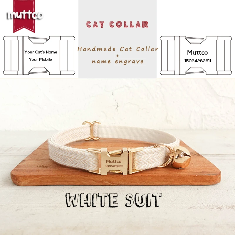 MUTTCO retai engraved with platinum high quality metal buckle collar for cat WHITE SUIT design cat collar 2 sizes UCC141J
MUTTCO retai engraved with platinum high quality metal buckle collar for cat WHITE SUIT design cat collar 2 sizes UCC141J
