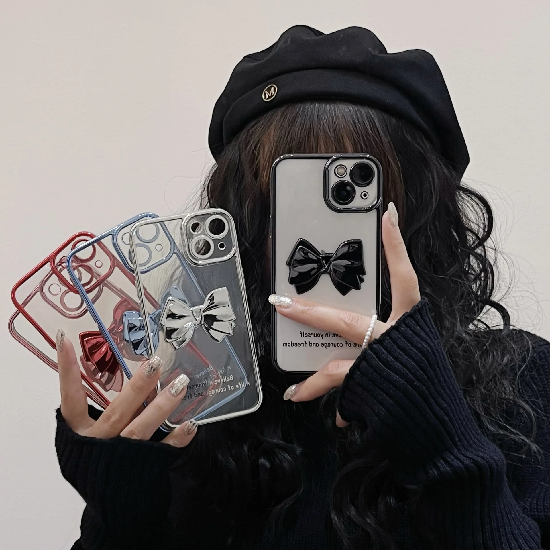 For IPhone13 Electroplating 3D Bow Mobile Phone Case 12 Pro Max All-inclusive Transparent XR Fine Hole Protective Cover
For IPhone13 Electroplating 3D Bow Mobile Phone Case 12 Pro Max All-inclusive Transparent XR Fine Hole Protective Cover