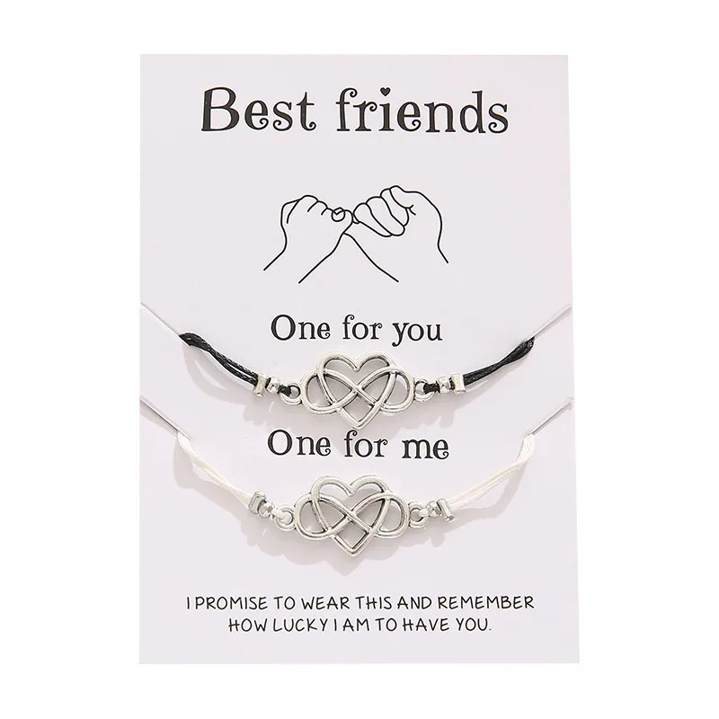 TULX 2pcs Simple Handmade Adjustable String Bracelet Best Friends Infinity Heart Charm Bracelets For Women Men Couple Jewelry
TULX 2pcs Simple Handmade Adjustable String Bracelet Best Friends Infinity Heart Charm Bracelets For Women Men Couple Jewelry
