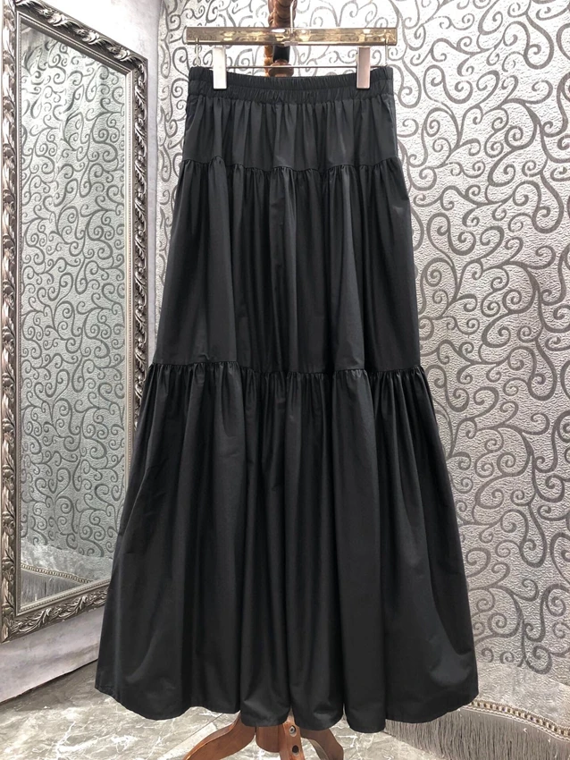 

2023 new women fashion sexy casual elastic waist A pendulum big pendulum casual long skirt pleated skirt 1623