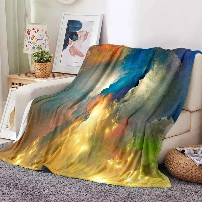 

Colored Cloud Printed Blanket Flannel Warmth Soft Plush Sofa Bed Throwing Blankets Plush，Custom Blanket，Camping office Blanket
