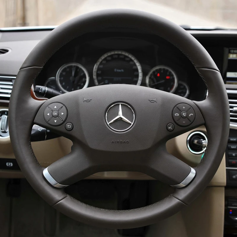 

For Mercedes benz E300L E200l R300R350 E-Class Customized leather non-slip hand sewn steering wheel cover