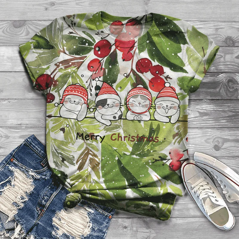 Harajuku Fashion Ladies T-shirts Tops Women European and American Ladie 3D Printing Cute Cat Print Short Sleeves Female Clothing
Harajuku Fashion Ladies T-shirts Tops Women European and American Ladie 3D Printing Cute Cat Print Short Sleeves Female Clothing