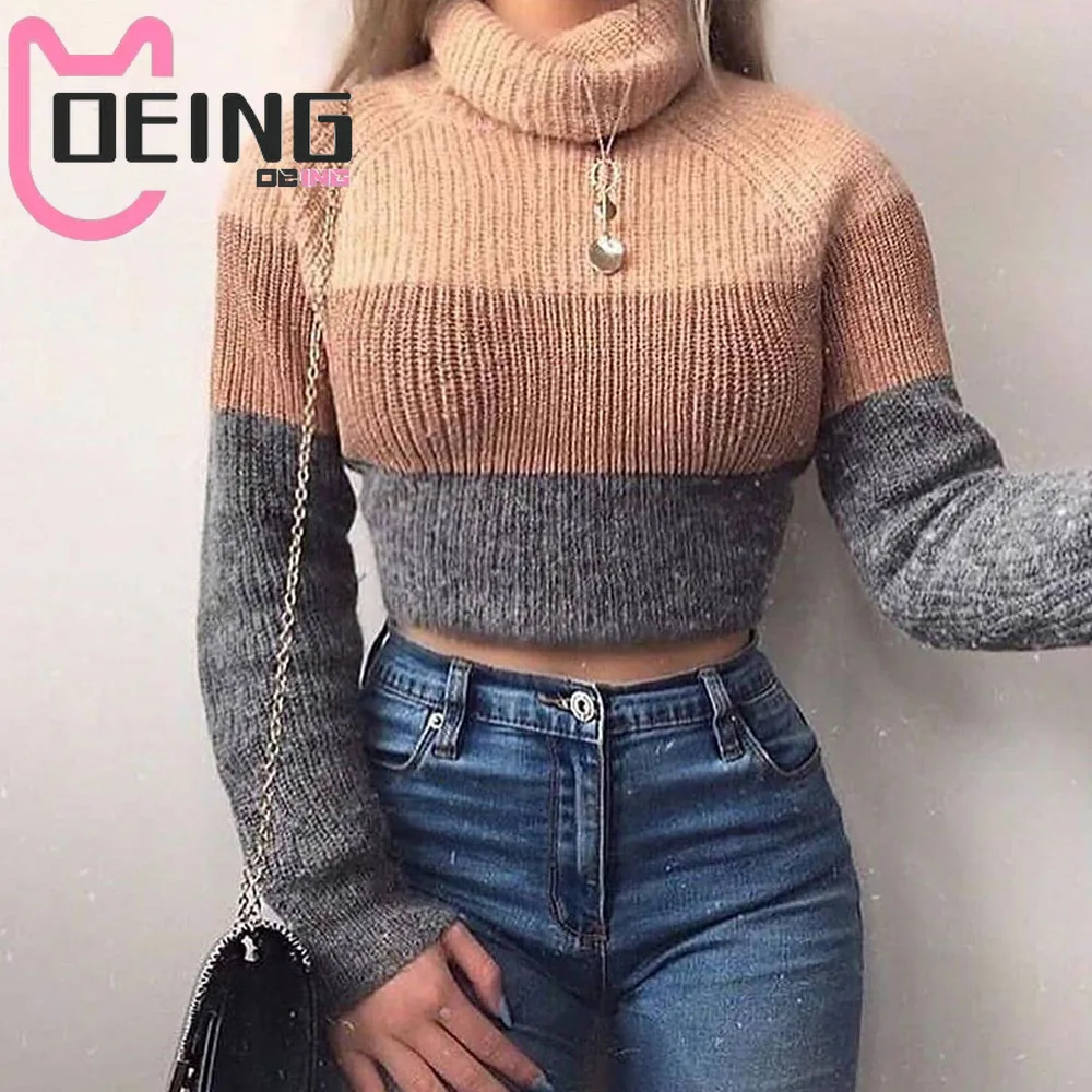 OEING Fashion Women's Turtlenecks Sweaters Striped Long Sleeve Knitted Pullovers Females Jumpers Cropped Sweaters Fall
OEING Fashion Women's Turtlenecks Sweaters Striped Long Sleeve Knitted Pullovers Females Jumpers Cropped Sweaters Fall