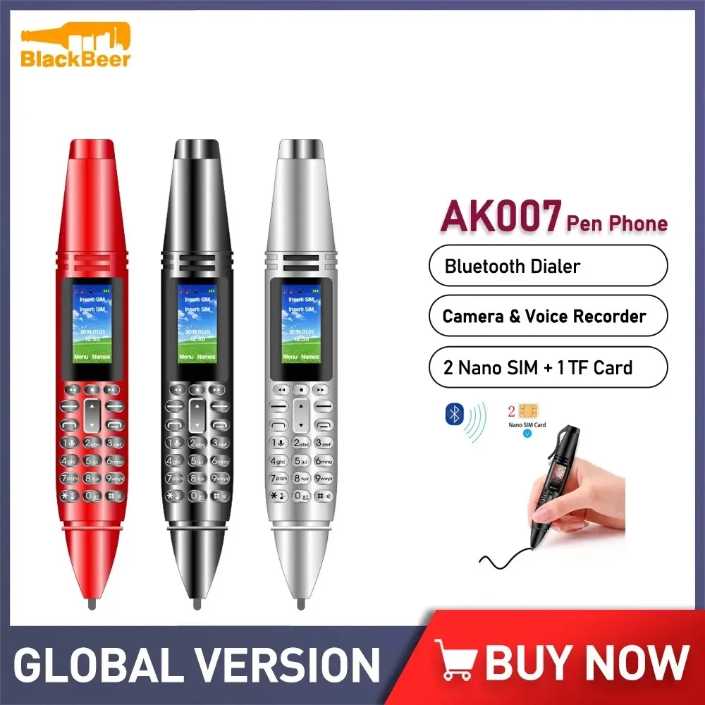 

3/5/10pcs UNIWA AK007 0.96 Inch Pen Shaped Mini Cellphone Dual SIM 2G GSM Mobile Phone BT 3.0 Dialer Phones with Recording Pen