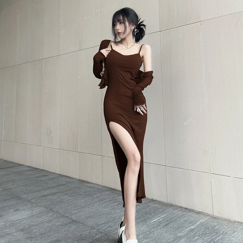 Women's Dress High Waist Split Neck Sexy Knitted Small Black Skirt Small Long Sleeve Dress Women Rachel
Women's Dress High Waist Split Neck Sexy Knitted Small Black Skirt Small Long Sleeve Dress Women Rachel
