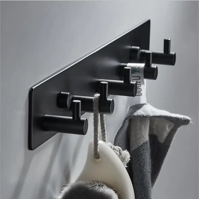 

Черный крючок для халата, крючок для полотенец из нержавеющей стали для ванной комнаты, крючок для сумок, шляп, настенный крючок для одежды и пальто, настенная вешалка, фурнитура для ванной комнаты