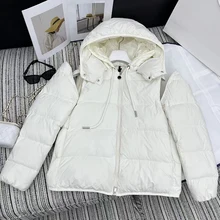 Vintage sleeves removable two-wear drawstring hooded down jacket womens new winter fashion thickened warm waistcoat down jacket