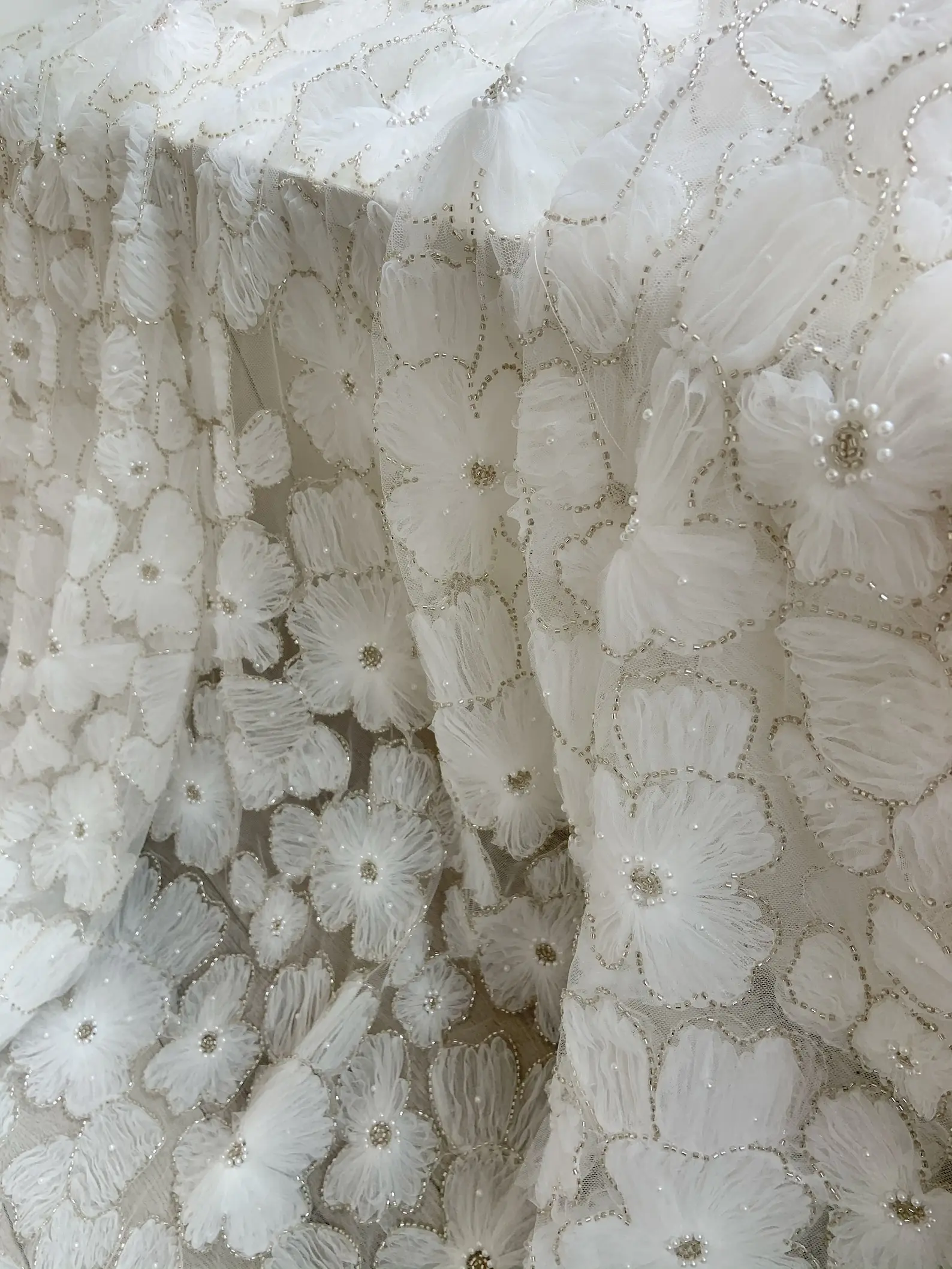 Off White Bead Tulle Lace Fabric with 3d Flowers 1 yard Fairy 3d Florals Fabric for Dress Skirt Prop
Off White Bead Tulle Lace Fabric with 3d Flowers 1 yard Fairy 3d Florals Fabric for Dress Skirt Prop