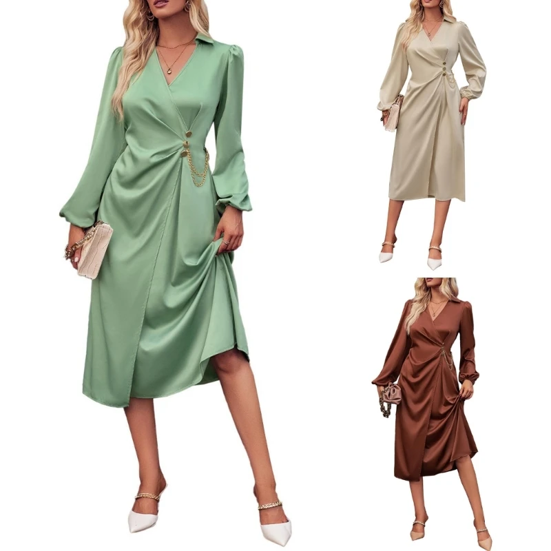 Женское миди-платье с длинным рукавом Повседневное платье с v-образным вырезом и эластичной талией с разрезом Элегантное осеннее
Женское миди-платье с длинным рукавом Повседневное платье с v-образным вырезом и эластичной талией с разрезом Элегантное осеннее