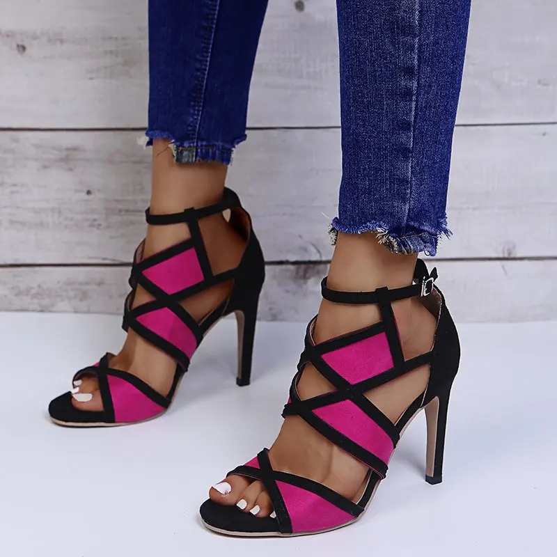 Brand Design Women Fashion Peep Toe Patchwork Colors Thin Heel Sandals Pink Blue Strap Cross High Heel Sandals Dress Shoes
Brand Design Women Fashion Peep Toe Patchwork Colors Thin Heel Sandals Pink Blue Strap Cross High Heel Sandals Dress Shoes