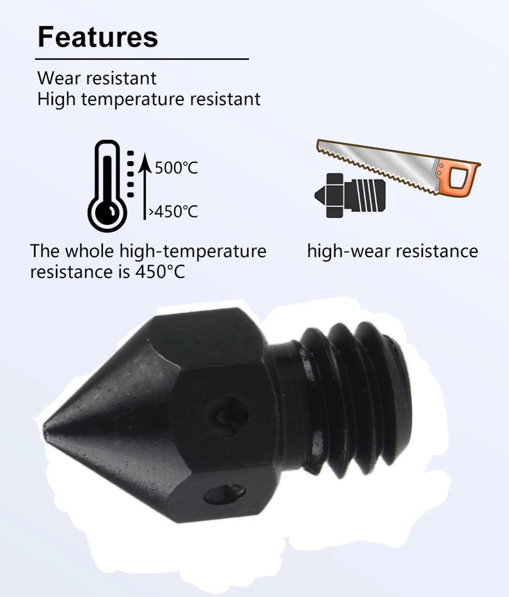5Pcs MK8 Hardened Steel Nozzles MK8 Mold Steel Nozzle For 3D printer Hotend For Ender 3 Pro Matrix Extruder
5Pcs MK8 Hardened Steel Nozzles MK8 Mold Steel Nozzle For 3D printer Hotend For Ender 3 Pro Matrix Extruder